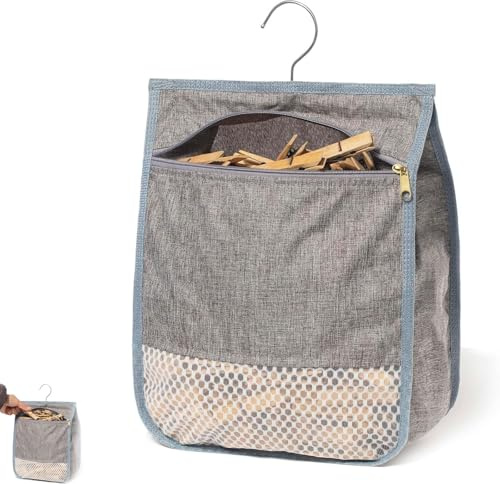 Peg Bag for Washing Line, Hanging Clothes Peg Storage Bag with Zipper | Large Capacity Design Keeps Pegs Organised and Easy to Access, Ideal for Laundry Areas, Gardens and Outdoor Drying Spaces