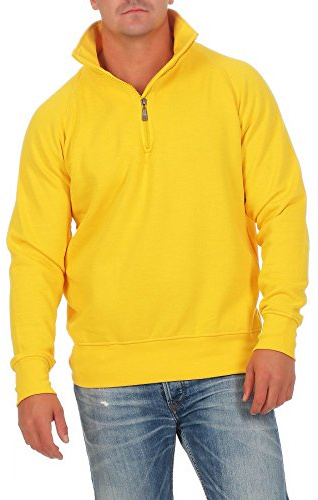 Happy Clothing Herren Pullover mit halbem Reißverschluss - Sweatshirt mit Stehkragen ohne Kapuze aus Baumwollmischung - Regular Fit Troyer mit 300g/m² Stoffgewicht - Fleece innen - Größen S bis 5XL
