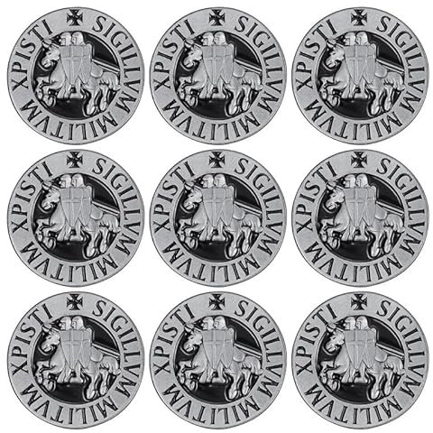 BOBIJOO Jewelry - Lot de 9 Pin's Sceau Ordre des Chevaliers Templiers 25mm