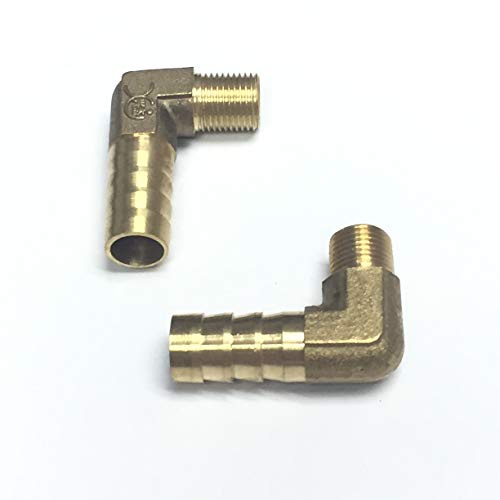 VEDA 2pecs 90-Grad-Winkel, 10 mm auf 1/8 Zoll BSP-Gewinde, massives Messing, Schlauchendstück, Widerhaken auf BSP-Außengewinde, Teich-/Pool-/Schlauch-Adapter