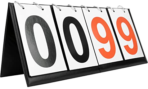 GOGO Anzeigetafel Sportanzeigetafel 4-Digital 00-99, Sport fußball spielstandanzeige Portable Table top Scoreboard Ergebnis Flipper Volleyball zähltafel Score für Basketball