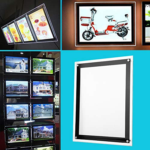 Cocoarm LED Lichtbox Leuchtkasten Standard A3 A4 LED Werbetafel LED Lichtbox für Werbung Menü und Ausstellung EU-Stecker 220V Acryl (A4)