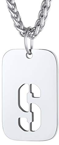 FindChic Militärischen Erkennungsmarke Buchstabe A-Z Halskette Personalisierter Armee Stil Dog Tag Anhänger kostenlos Schmuckbox für moderner Herren Mann Damen