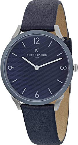 Pierre Cardin klocka analog kvarts Pigalle ränder för män, Blå/blå, Band