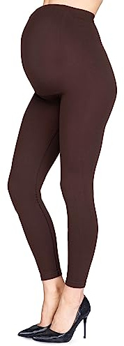 LORES Leggings premaman marroni da donna senza cuciture a tutta lunghezza con fascia elastica di sostegno per l'urto a vita alta 90 DEN, Mocca, Size S/M