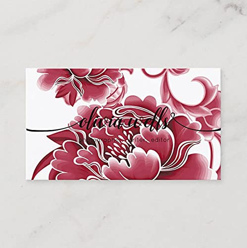 Custom Premium Visitenkarten - Set mit 200 individuellen Visitenkarten Design; blickdicht, matt-3. rote Blume Visitenkarte