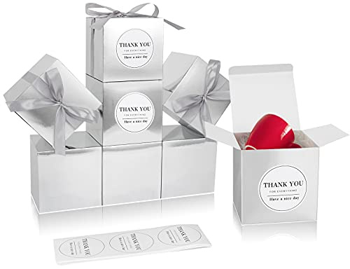 COTOPHER Kleine Geschenkboxen, 100 Stück, 10,2 x 10,2 x 10,2 cm, silberfarbene Geschenkboxen mit Deckel für Geschenke, Basteln, Hochzeitsfeier, Cupcake-Boxen, Süßigkeiten, Brautjungfern, Antragsbox