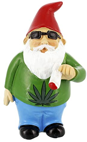 Gnometastic Mini nains de jardin – Nain fumeur de 8,9 cm de haut, décorations amusantes pour cour, jardin féérique, petit nain de jardin hippie amusant