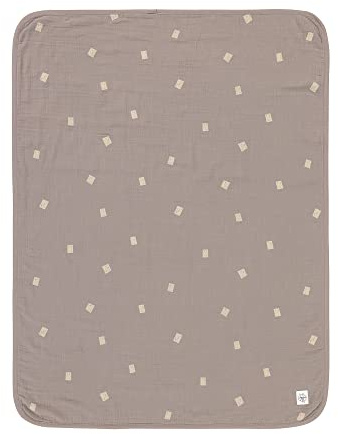 LÄSSIG Coperta di garza per bambini Coperta di coccole certificata GOTS/Muslin Blanket 75 x 100 cm Spots taupe