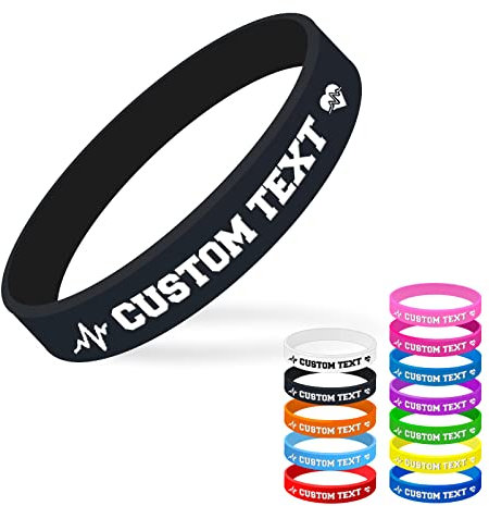 SXLONG Personalisierte motivationsarmbänder Silikon, Benutzerdefinierte Gravierte Silikonarmbänder mit Text, Gummiarmbänder Elastisch Fitness Laufen Sport für Veranstaltungen, Geschenke, Party