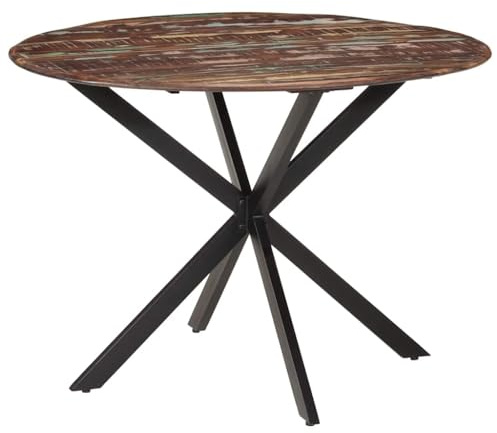 vidaXL Esstisch Küchentisch Tisch Speisetisch Esszimmertisch Holztisch für Restaurant Esszimmer Küche Ø110x78 cm Altholz Massiv Stahl