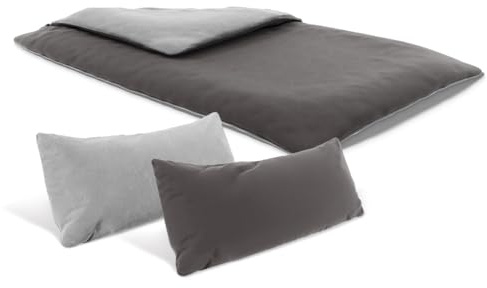 Bodyguard bett1 Linge de lit en Flanelle. (200x220 cm | 2 x 40x80 cm). La Housse de Couette idéale pour l'hiver. Doux, Moelleux et en même Temps Robuste. Bicolore réversible (Argent/Anthracite)