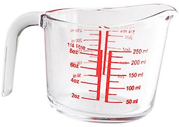 Anneome Taza Medidora De Vidrio Endurecido 0,25 l Resistente Al Calor Herramienta De Cocina Para Hornear Uso Doméstico y Profesional Escala Clara