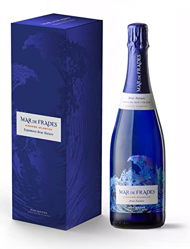Mar de Frades - Estuche 1 Botella de Vino Blanco Albariño 750 ml, D.O. Rias Baixas - Vino Espumoso Brut Nature