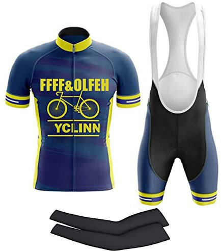 FFFF & OLFEH Maillot Ciclismo, Maillots Ciclismo Hombre, Conjunto Ropa Ciclismo, Hombre Verano Manga Corta, Culotte Ciclismo, Ropa Ciclismo Transpirable y de Secado Rápido Hombres (XS,A17)