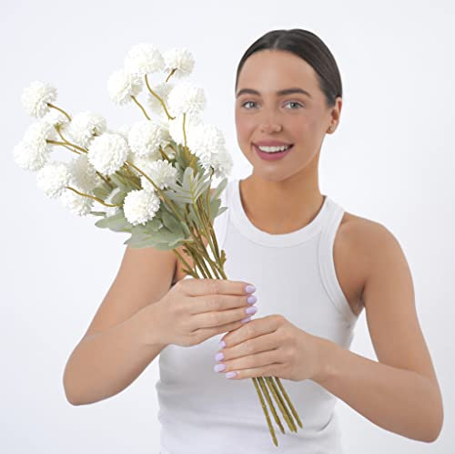 Sorola 6 Chrysanthemum Stems Artificial Flowers Faux Tulips Floral Foam 52cm Large Flower Bouquet Bunches Arrangements for Home Decor (White)