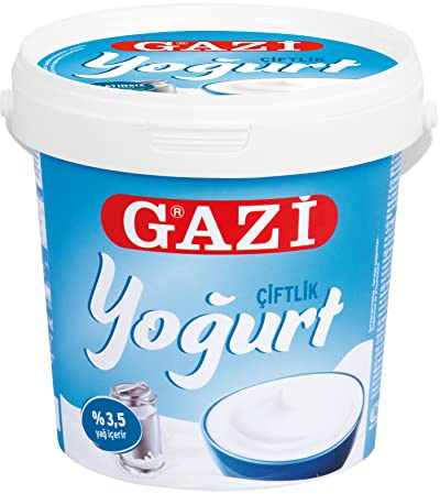 Gazi Ciftlik Joghurt - 3x 1kg - milder Naturjoghurt mit 3,5% Fett, natürlich erfrischender Geschmack, eignet sich bestens zu Käsekuchen, als Shake in Kuchen und Torten mit Obst