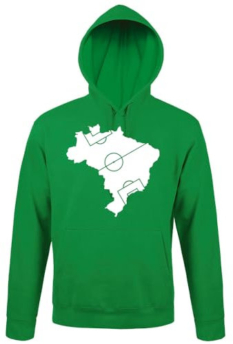 shirt84 Brasile campo da calcio uomo con cappuccio, verde, L