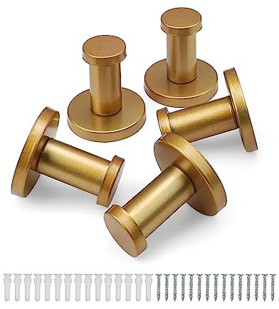 JANDH Colgador Pared, 5 Piezas Colgador de Acero Inoxidable Forma de T, Oro Perchero de Pared con Orificios de Montaje Triangulares, Redondo Colgador Llaves Pared, Gancho Pared Universal