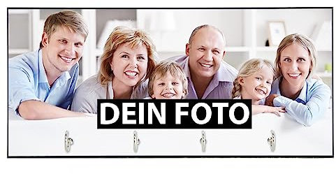 Eurofoto Schlüsselbrett mit Foto und Wunschtext | Schlüsselleiste aus Holz personalisiert | Schlüsselboard gestaltbar