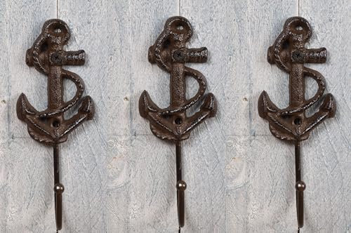 Generisch 3er Set Wandhaken Anker Haken Garderobenhaken Gusseisen Kleiderhaken Maritim BR