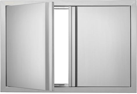 VEVOR Grill-Zugangstür, 710 x 482 mm, Doppelte Außenküchentür, Flächenbündig Montierte Edelstahltür, Vertikale Wandtür mit Versenkbaren Griffen, für Grillinsel, Grillstation, Außenschrank