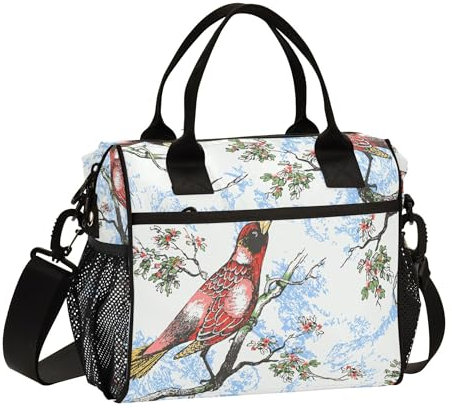 Bird Aesthetic - Lonchera con diseño de cadena de leopardo con correa para el hombro, paquete de bolsa de almuerzo para profesor picnic