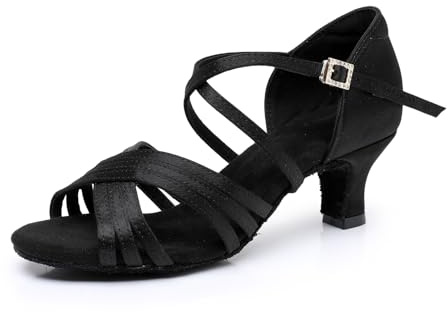 Rosefinch Zapatos de Baile Latino para Mujer Zapatos de Baile de salón Zapatos de Baile de práctica Profesional Tacón de 5cm, Negro 36EU