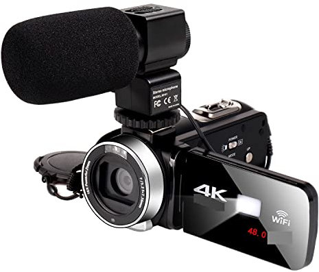 AUBEST Caméra vidéo Caméscope Vision Nocturne 4K caméscope numérique caméra vidéo Professionnelle for Flux en Direct 18X 48MP Photographie Vlog enregistreur(NO SD Card,with Microphone)