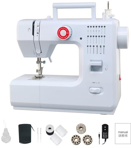 Candeon Nähmaschine, 20 Stichmuster Mini Tragbare Elektrische Haushalts Nähmaschine mit Fußpedal, Doppelte Kraft Professional Nähmaschine mit Rückwärtsstich, Overlock, LED Licht, Automatischer Aufzug