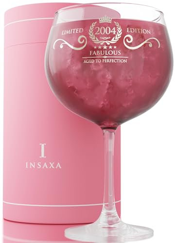 Insaxa 21st Birthday Gifts for Her - Fabulous 2004 Large Gin Balloon Glass (730ML)