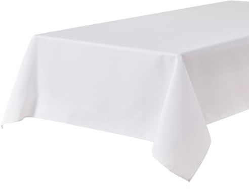 Tischdecke in weiß 140 x 240 cm, wasserdicht aus Oxford-Gewebe, 1 Stück | Rechteckig, wasserabweisend，bügelfrei, waschbar, Restaurant, Küche, Party, Dekorativ, Weihnachten, Neujahr, Café, Garten