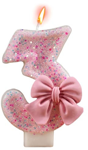 Numeri di candeline di compleanno, Candeline di compleanno per torta - Candele di compleanno con fiocco rosa | Forniture per feste Topper per torta di compleanno, decorazioni per feste a tema riunioni
