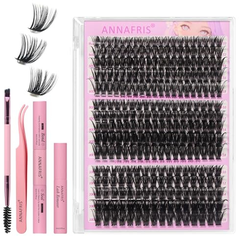 ANNAFRIS Pestañas Postizas Kit 60D+80D+100D Pestañas Pelo a Pelo 0.07mm D Curl 10-18mm Cluster Lashes Naturales DIY Pestañas(60D+80D+100D)