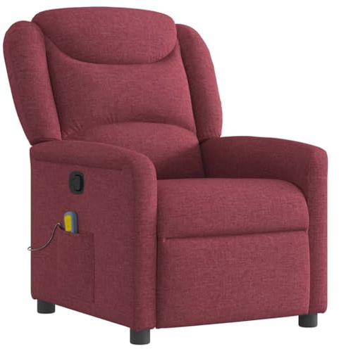 vidaXL Massagesessel Weinrot Stoff, Massage TV-Sessel, Sessel mit Massagefunktion, Fernsehsessel, Massage Fernsehsessel, TV-Sessel, Sessel, Ruhesessel