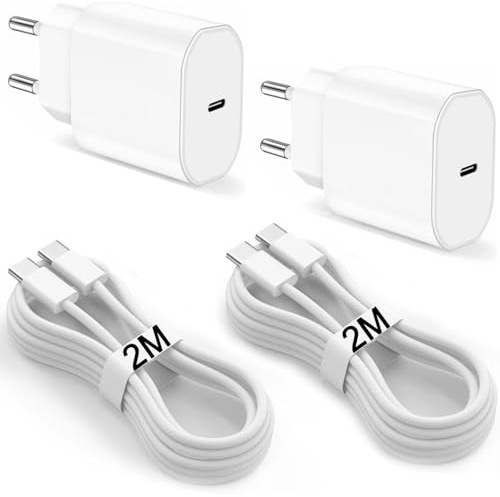 2m ladegerät, 2er-Pack 20W USB C zu USB C ladekabel Kompatibel für iPhone 17 Air/16 Pro Max/15 Plus, Geflochtene Schnellladegerät Kabel für iPad Pro 12.9/11,Air 4/5 Gen,Mini 6th, 10th, Airpods 4/pro 3