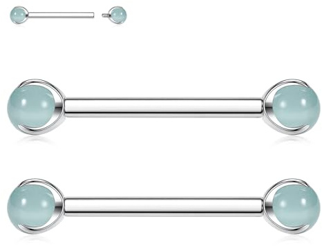 AROWRO Titan bröstvårtspiercing bröstvårtspiercing bröstvårta stavar bröstvårta piercing smycken tungsteg piercing inre gänga tungpiercing, Titan