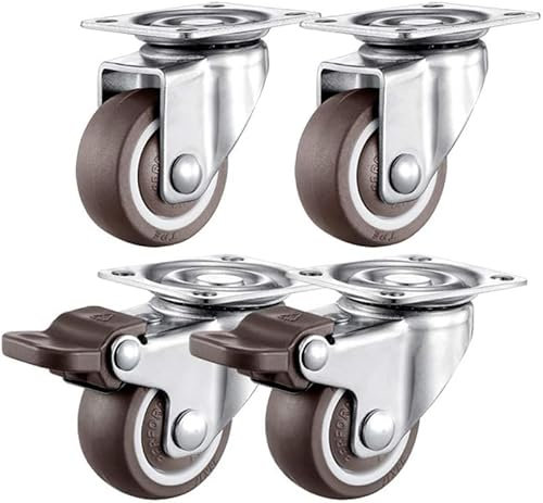 ZHENCHAO Ruedas para Muebles (4 Piezas), Ruedas pequeñas de Goma, diámetro | 1/1,25/1,5/2 | 20 kg (3 Estilos: Ruedas direccionales/Ruedas giratorias con Freno/Ruedas giratorias sin Fren