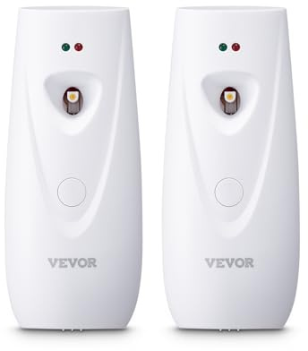VEVOR Automatic Air Freshener Spray Dispenser, 2-Pack, Wall Mounted or Free Standing, Battery Operated, Multiple Time Settings for Home, Indoor, Bathrooms, Offices, Hotels, Commercial Places, White