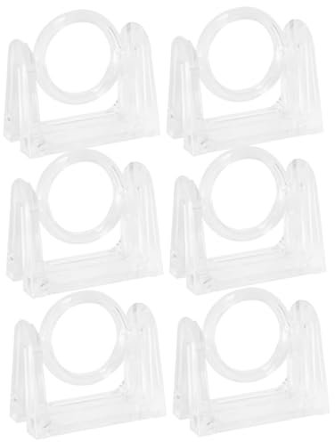 Garneck 6pezzi Anelli Per Tende in Plastica Ganci Regolabili Staffe Di Montaggio Per Aste Per Tende Senza Trapano Ferramenta Per Appendere