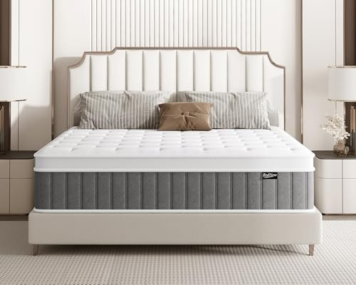 Bednew Matratze 200x200 cm, 26 cm Höhe, H3 Taschenfederkernmatratze | Atmungsaktive 7-Zonen Hybridmatratze,Comfort Memory-Schaum Schicht,Druckentlastung, Öko-Tex, Weiß & Grau