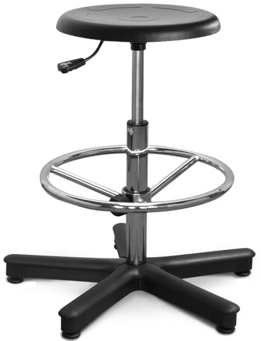 ARTOFIS Werkstatthocker mit Höhenverstellbar und Fußstütze - Teleskopischer Werkstattsitz mit 5 rutschfeste Füße, Ergonomischer Hocker mit Höhenverstellung für Werkstatt und Werkraum