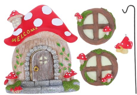 iplusmile Adorno Colgante De Resina Forma De Casa Seta Luminiscente para Jardín y Ventana, Mini Decoración Exterior Resistente Que Brilla La Oscuridad