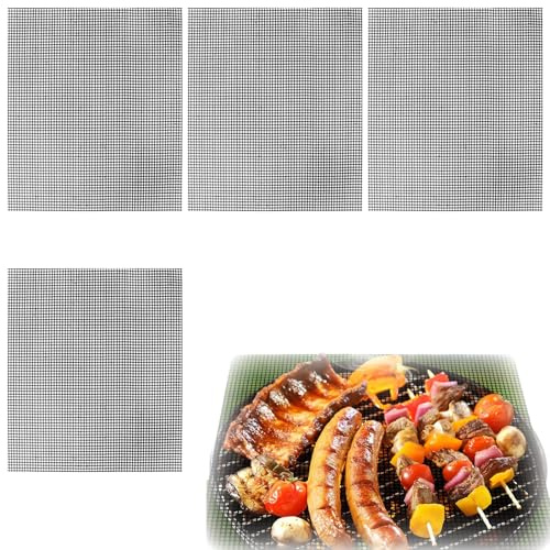 4 alfombrillas para barbacoa de gas, alfombrillas para carbón vegetal, parrilla de barbacoa, alfombrillas para barbacoa, reutilizables, rejilla de gas, resistente al calor, carbón vegetal, parrilla