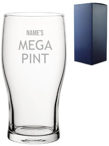 Personalised Engraved Novelty Tulip Mega Pint Glass Design with Gift Box | Funny Beer Glasses, Birthday Gifts for Him, Men Gift