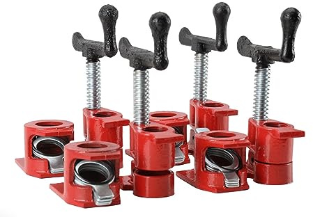 4 Piece Woodworking Clamp,3/4inch Pipe Clamps Screw Clamp Set Quick Release Pipe Clamp Metal Clamp Set, DIY Hand Tool Kit for Working Wood Quick Tightening