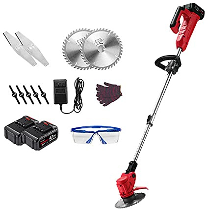 Tagliabordi Elettrico Senza Fili, Batteria agli ioni di Litio da 42 V, 12000 mAh, 8000 Giri/min, con 9 Lame, a Batteria, tagliaerba, Rotazione della Testa a 90°