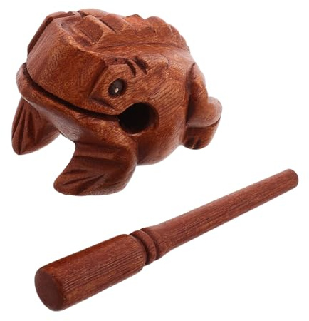 Cabilock Handcrafted Wooden Frog Musical Instrument Unique Percussion Guiro Wood Block with Charming Sound Decorative and Robust Frog Shaped for Music and Home Decor