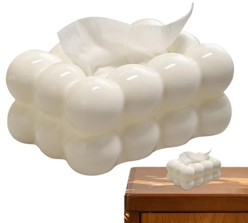 Taschentuchbox Bubble 19.5x13x10cm Plastik Bubble Tissue Box, Taschentuchhülle, Kreative Rechteck Tücherbox In Wolkenform, Kosmetiktuchhalter Zuckerwatte Box, Dekorativer Kosmetiktuchhalter Für Tisch