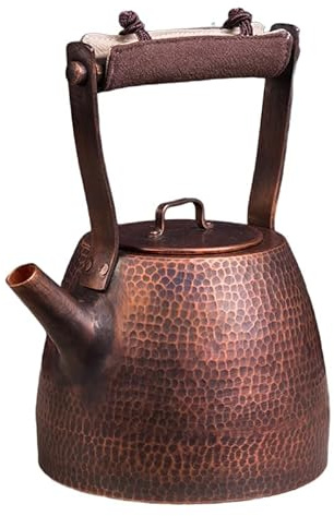 Bollitore da tè in rame fatto a mano, 1000 ml, teiera in stile turco sicura per piano cottura, per la tradizionale preparazione del tè, struttura in rame puro, 23 x 16 cm